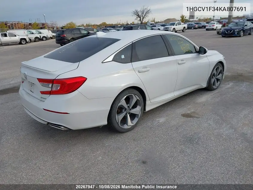 2019 HONDA ACCORD VIN 1HGCV1F34KA807691 — фото 4