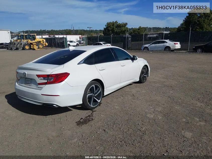 2019 HONDA ACCORD VIN 1HGCV1F38KA055333 — фото 4
