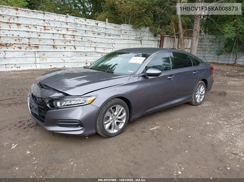 2019 HONDA ACCORD VIN 1HGCV1F15KA008873 — фото 2
