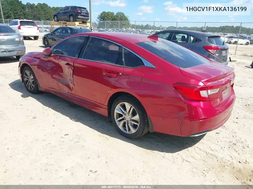 2019 HONDA ACCORD VIN 1HGCV1F1XKA136199 — фото 3