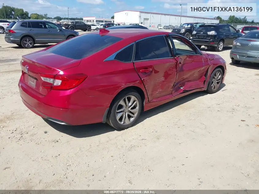 2019 HONDA ACCORD VIN 1HGCV1F1XKA136199 — фото 4