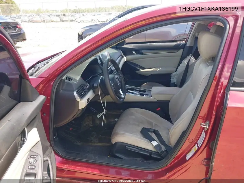2019 HONDA ACCORD VIN 1HGCV1F1XKA136199 — фото 5