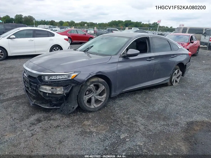 2019 HONDA ACCORD VIN 1HGCV1F52KA080200 — фото 2