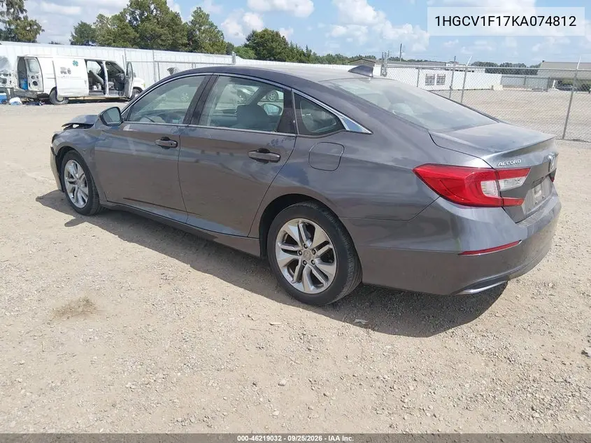 2019 HONDA ACCORD VIN 1HGCV1F17KA074812 — фото 3