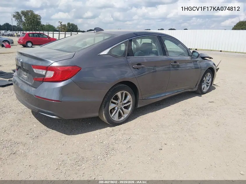2019 HONDA ACCORD VIN 1HGCV1F17KA074812 — фото 4