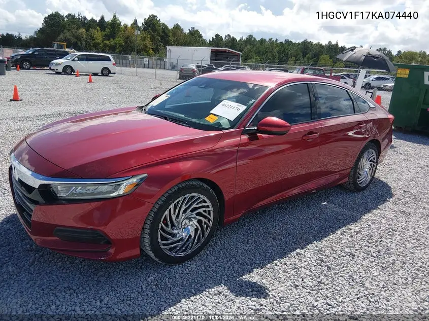 2019 HONDA ACCORD VIN 1HGCV1F17KA074440 — фото 2