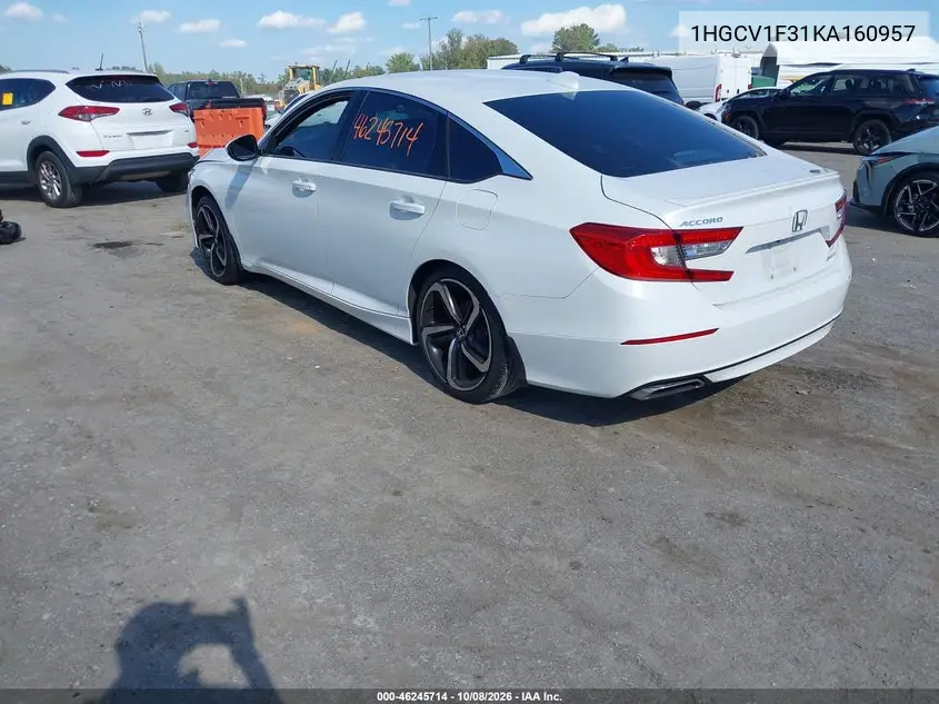 2019 HONDA ACCORD VIN 1HGCV1F31KA160957 — фото 3
