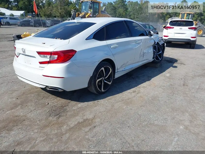 2019 HONDA ACCORD VIN 1HGCV1F31KA160957 — фото 4