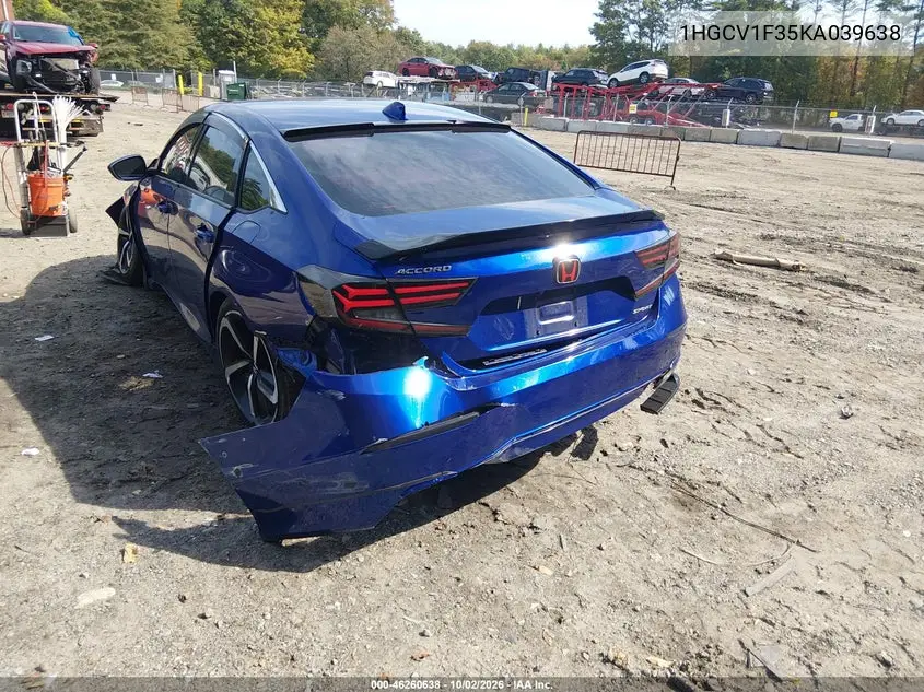 2019 HONDA ACCORD VIN 1HGCV1F35KA039638 — фото 3