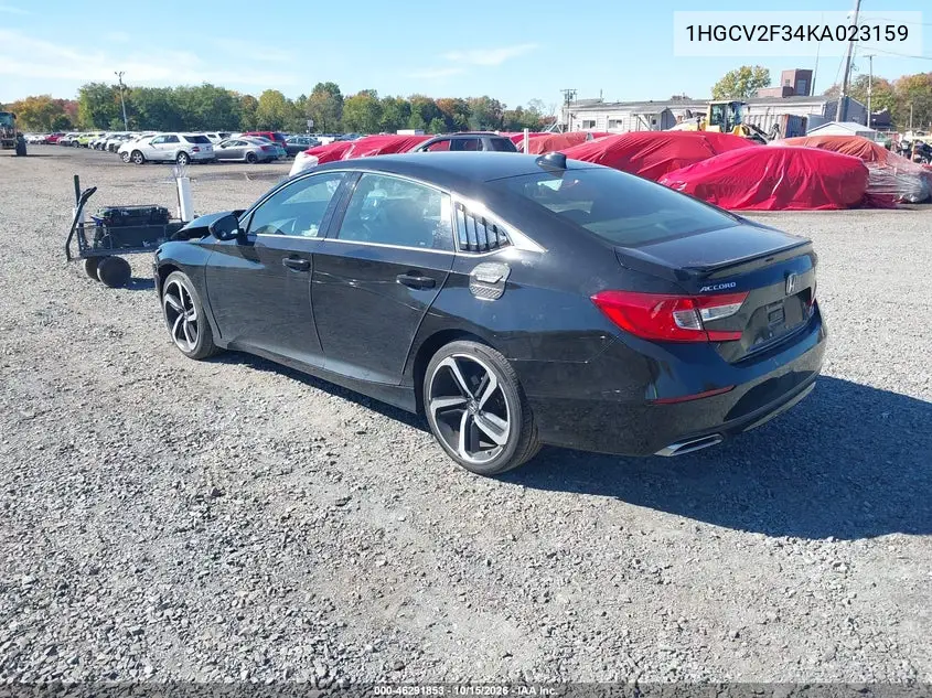 2019 HONDA ACCORD VIN 1HGCV2F34KA023159 — фото 3