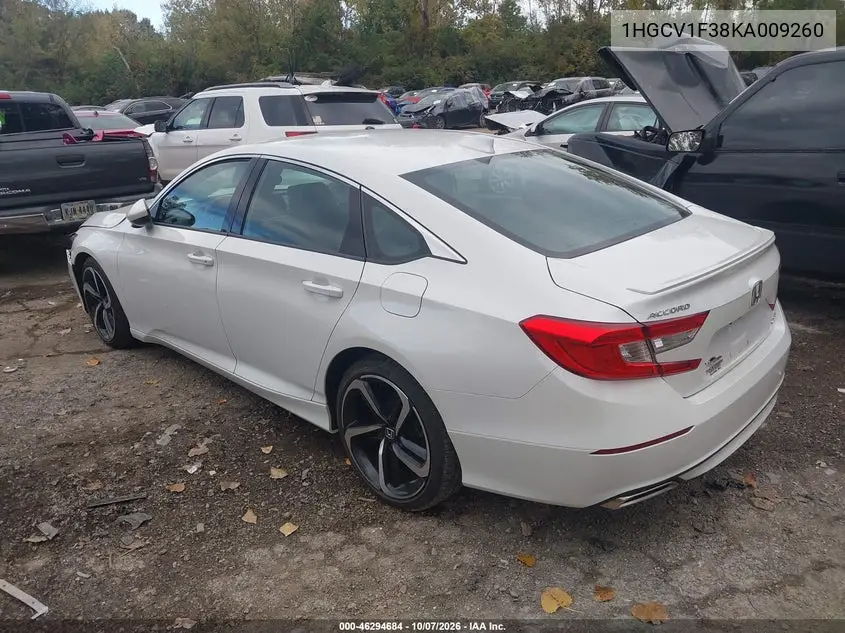 2019 HONDA ACCORD VIN 1HGCV1F38KA009260 — фото 3