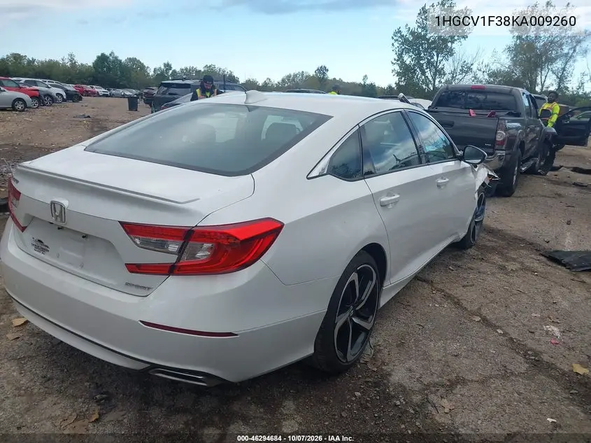 2019 HONDA ACCORD VIN 1HGCV1F38KA009260 — фото 4