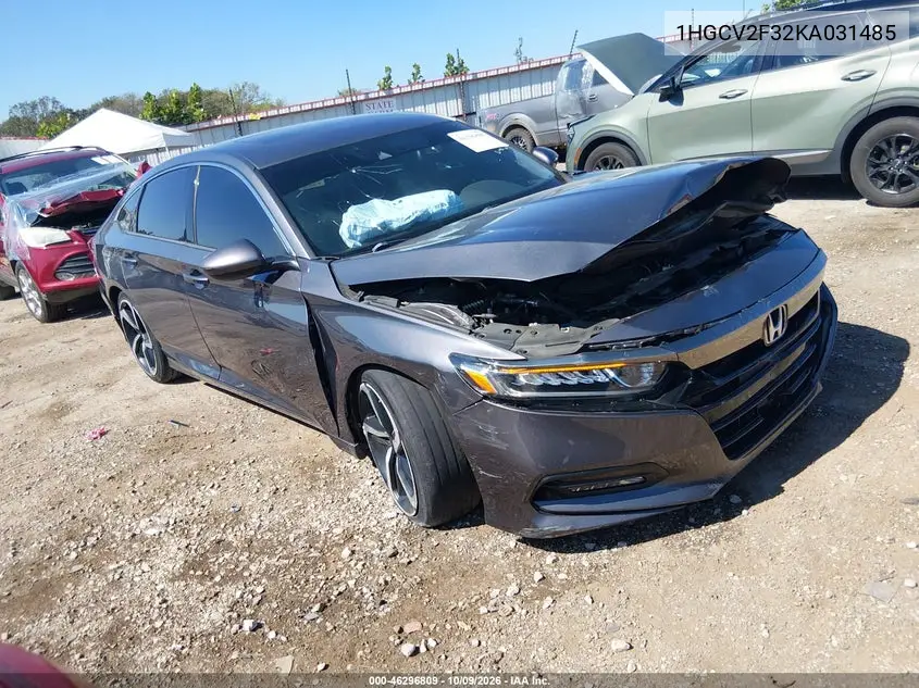 HONDA ACCORD 2019, VIN 1HGCV2F32KA031485