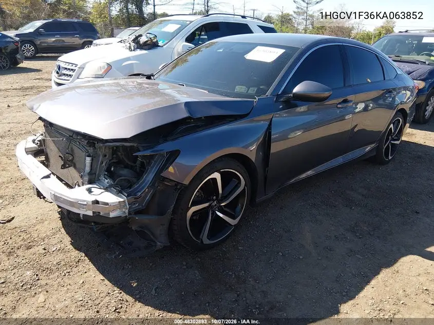 2019 HONDA ACCORD VIN 1HGCV1F36KA063852 — фото 2