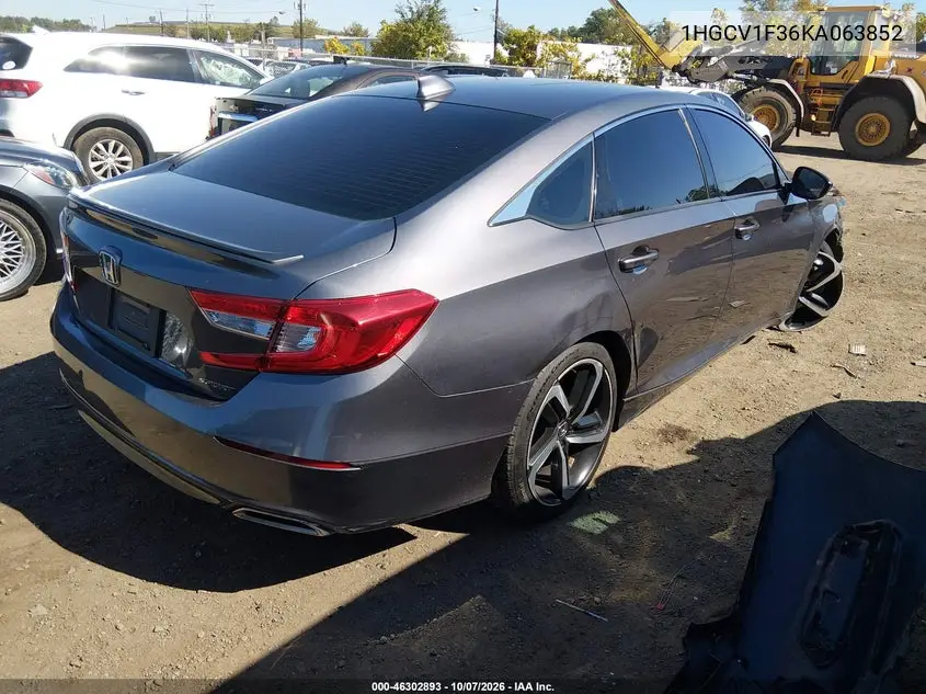 2019 HONDA ACCORD VIN 1HGCV1F36KA063852 — фото 4