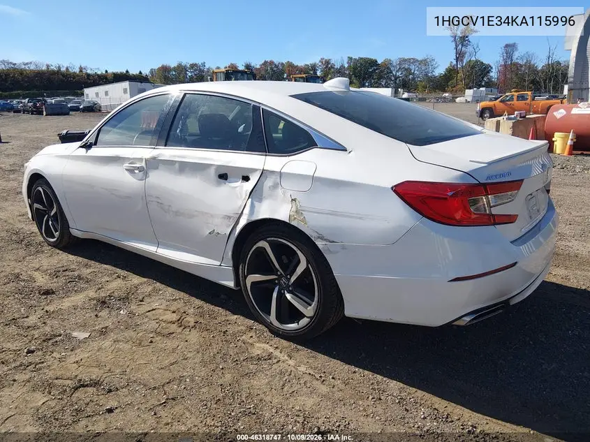 2019 HONDA ACCORD VIN 1HGCV1E34KA115996 — фото 3