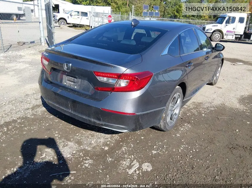 2019 HONDA ACCORD VIN 1HGCV1F4XKA150842 — фото 4