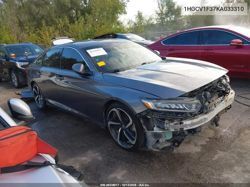 HONDA ACCORD 2019, VIN 1HGCV1F37KA033310
