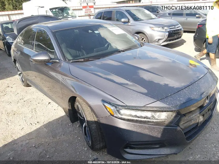 HONDA ACCORD 2019, VIN 1HGCV1E36KA081110