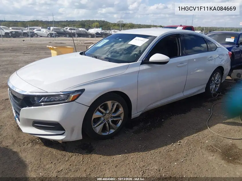 2019 HONDA ACCORD VIN 1HGCV1F11KA084669 — фото 2
