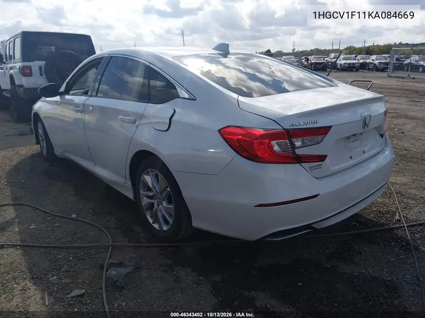 2019 HONDA ACCORD VIN 1HGCV1F11KA084669 — фото 3