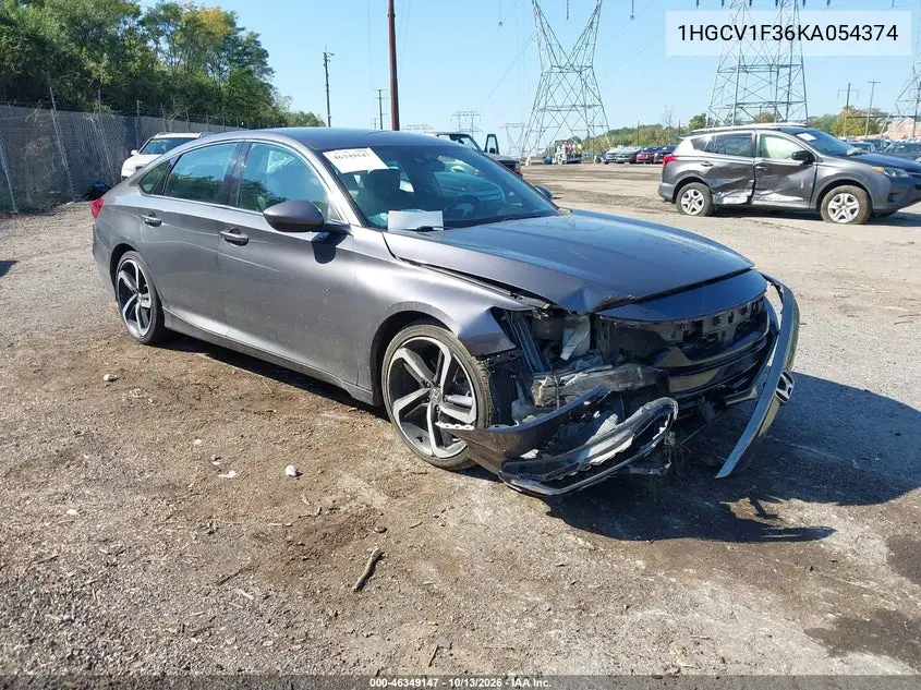 HONDA ACCORD 2019, VIN 1HGCV1F36KA054374