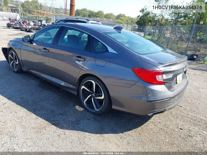 2019 HONDA ACCORD VIN 1HGCV1F36KA054374 — фото 3