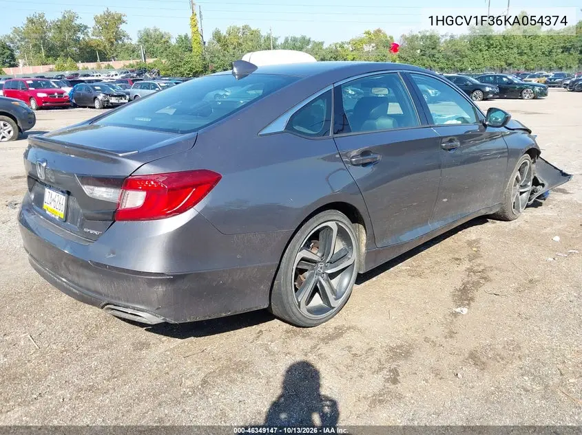 2019 HONDA ACCORD VIN 1HGCV1F36KA054374 — фото 4