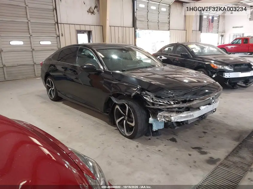 HONDA ACCORD 2019, VIN 1HGCV2F32KA003234
