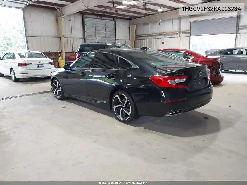 2019 HONDA ACCORD VIN 1HGCV2F32KA003234 — фото 3