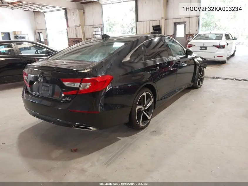 2019 HONDA ACCORD VIN 1HGCV2F32KA003234 — фото 4