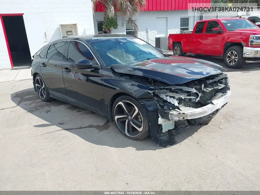 HONDA ACCORD 2019, VIN 1HGCV1F38KA024731