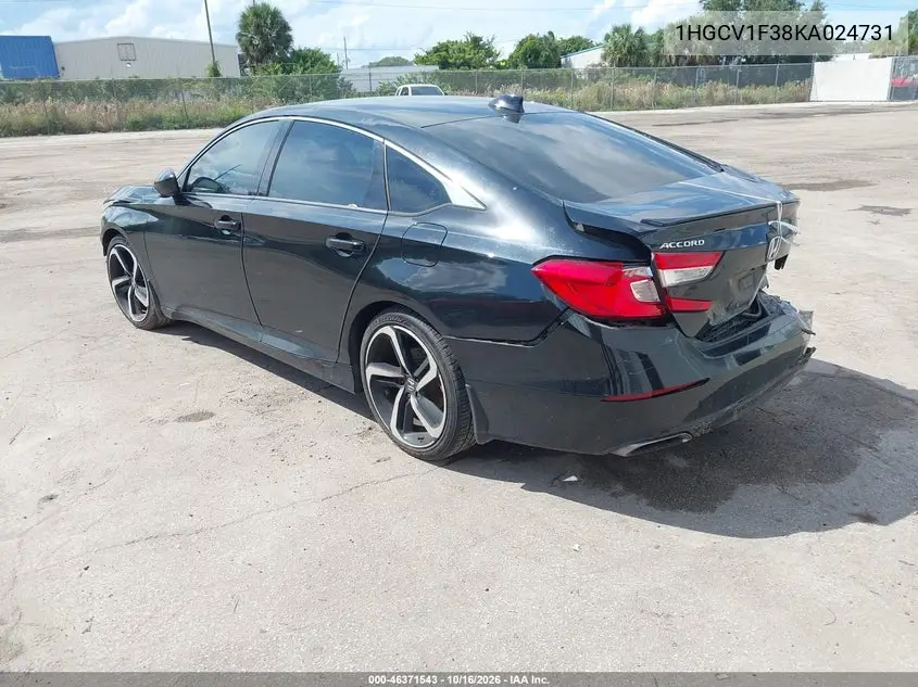 2019 HONDA ACCORD VIN 1HGCV1F38KA024731 — фото 3