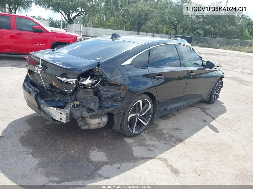 2019 HONDA ACCORD VIN 1HGCV1F38KA024731 — фото 4