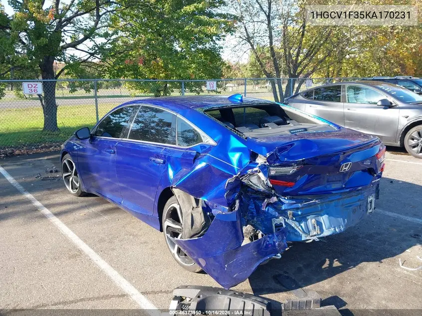 2019 HONDA ACCORD VIN 1HGCV1F35KA170231 — фото 3