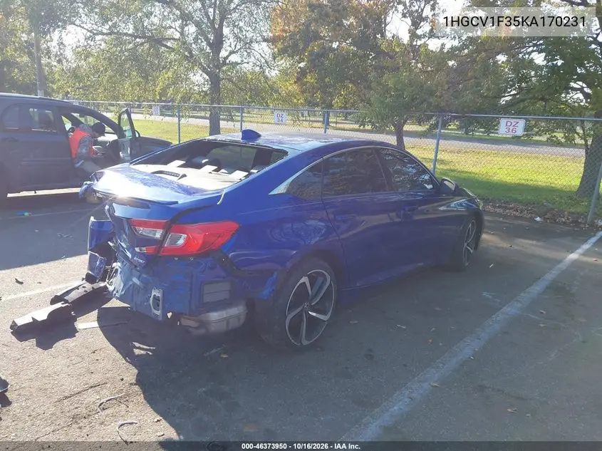 2019 HONDA ACCORD VIN 1HGCV1F35KA170231 — фото 4