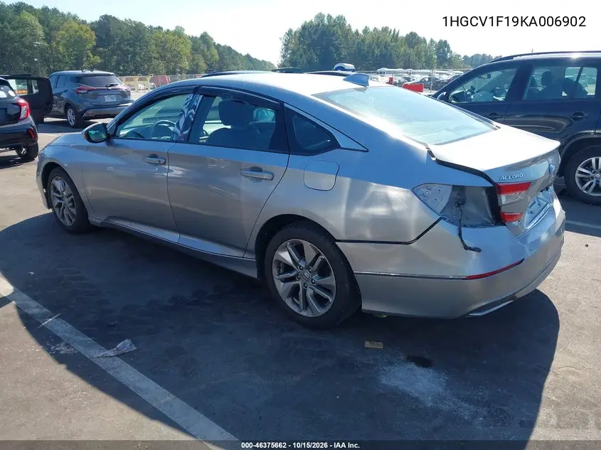2019 HONDA ACCORD VIN 1HGCV1F19KA006902 — фото 3