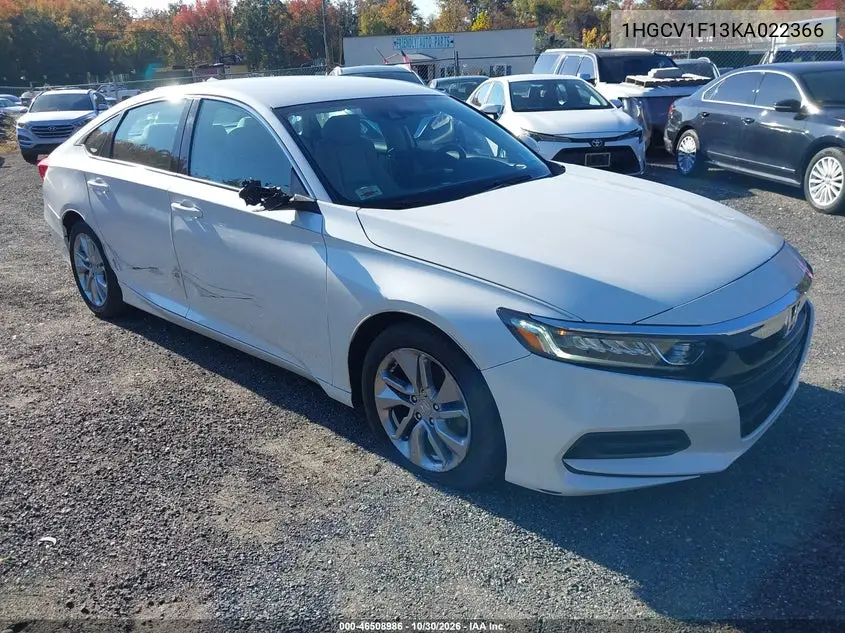 HONDA ACCORD 2019, VIN 1HGCV1F13KA022366