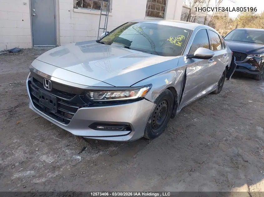 2020 HONDA ACCORD VIN 1HGCV1F34LA805196 — фото 2