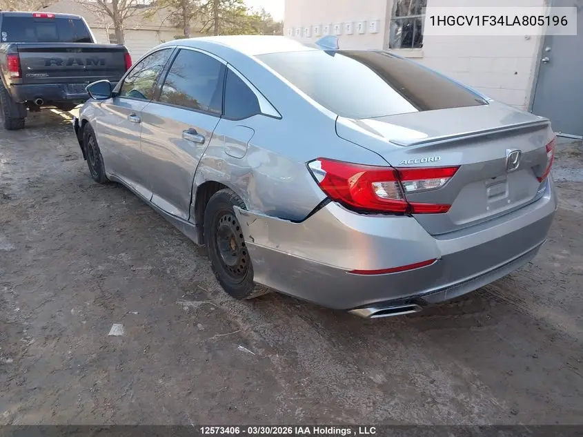 2020 HONDA ACCORD VIN 1HGCV1F34LA805196 — фото 3