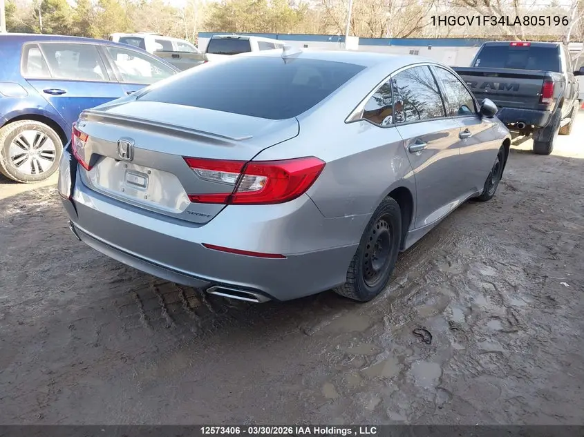 2020 HONDA ACCORD VIN 1HGCV1F34LA805196 — фото 4