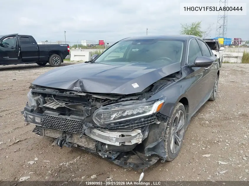 2020 HONDA ACCORD VIN 1HGCV1F53LA800444 — фото 2