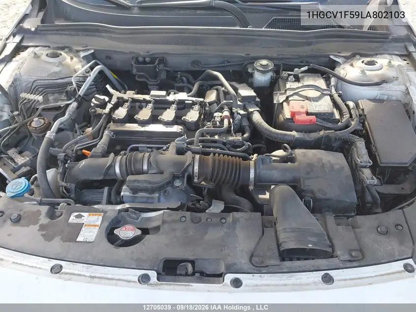 2020 HONDA ACCORD VIN 1HGCV1F59LA802103 — фото 10
