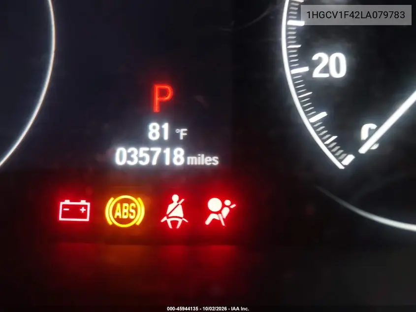 2020 HONDA ACCORD VIN 1HGCV1F42LA079783 — фото 15