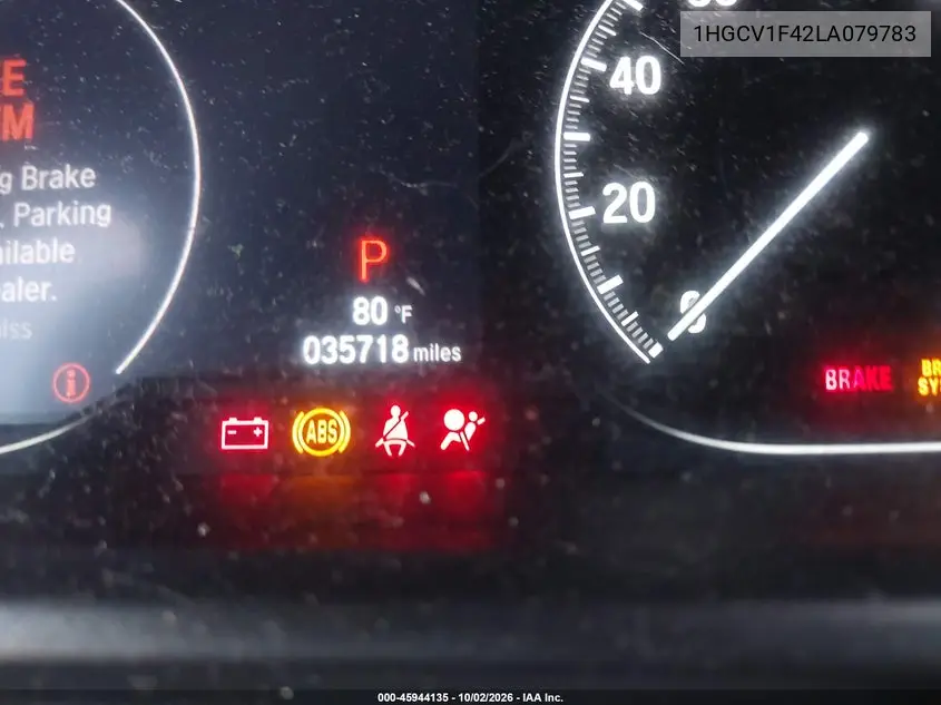 2020 HONDA ACCORD VIN 1HGCV1F42LA079783 — фото 7