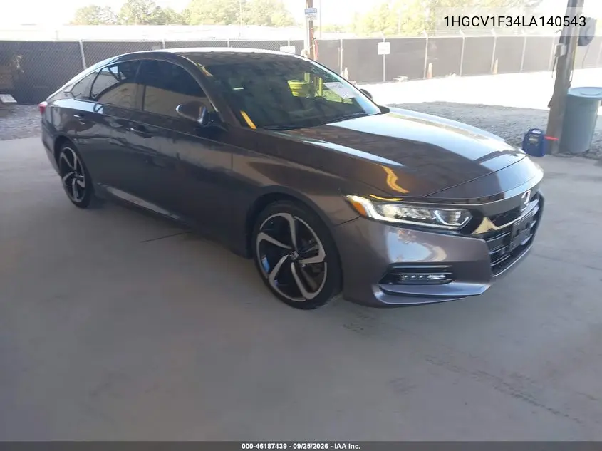 HONDA ACCORD 2020, VIN 1HGCV1F34LA140543