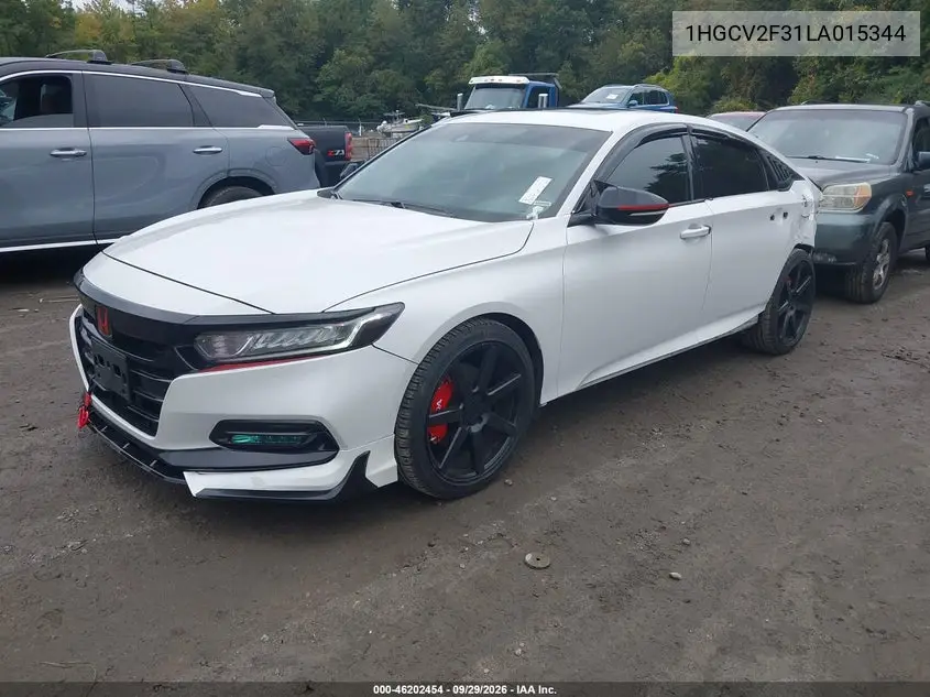 2020 HONDA ACCORD VIN 1HGCV2F31LA015344 — фото 2