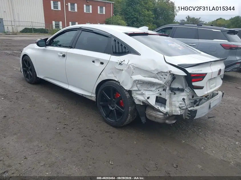 2020 HONDA ACCORD VIN 1HGCV2F31LA015344 — фото 3
