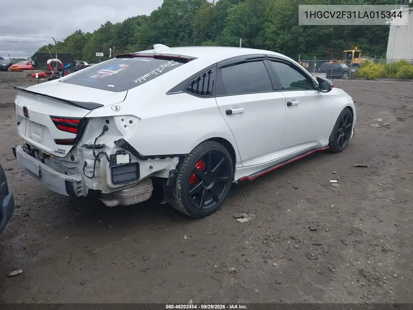 2020 HONDA ACCORD VIN 1HGCV2F31LA015344 — фото 4