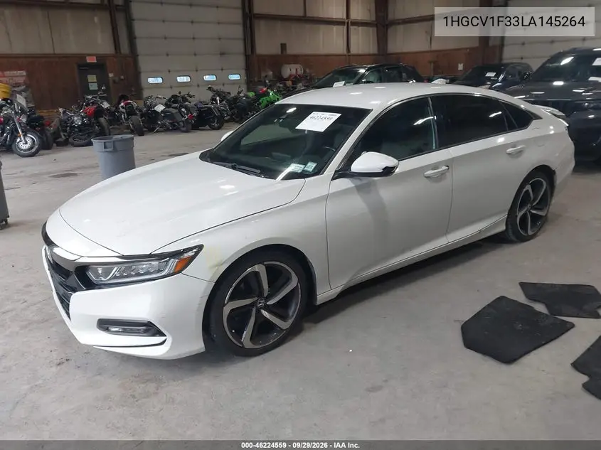 2020 HONDA ACCORD VIN 1HGCV1F33LA145264 — фото 2